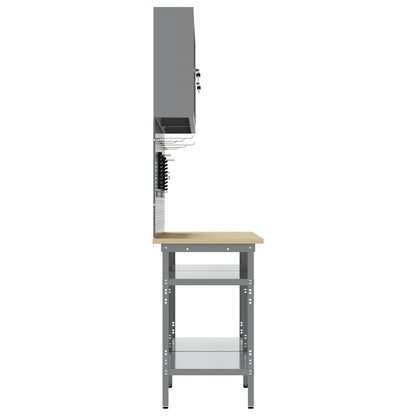 Set Da Lavoro In Acciaio Grigio 8 Pezzi Di Rosso