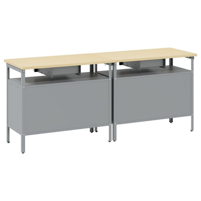 Set Di 2 Banchi Da Lavoro In Acciaio Nero Rosso