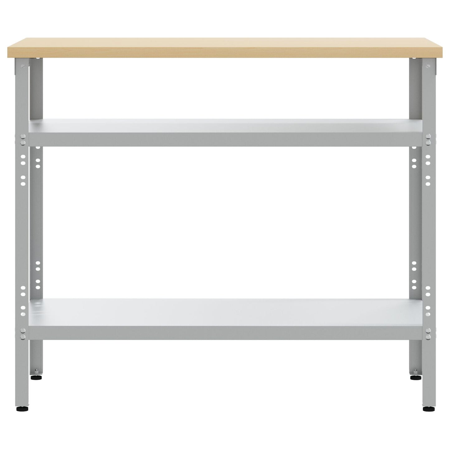 Tavolo Da Lavoro  In Grigio, 100X55X85 Cm, In Acciaio E Legno Ingegnerizzato
