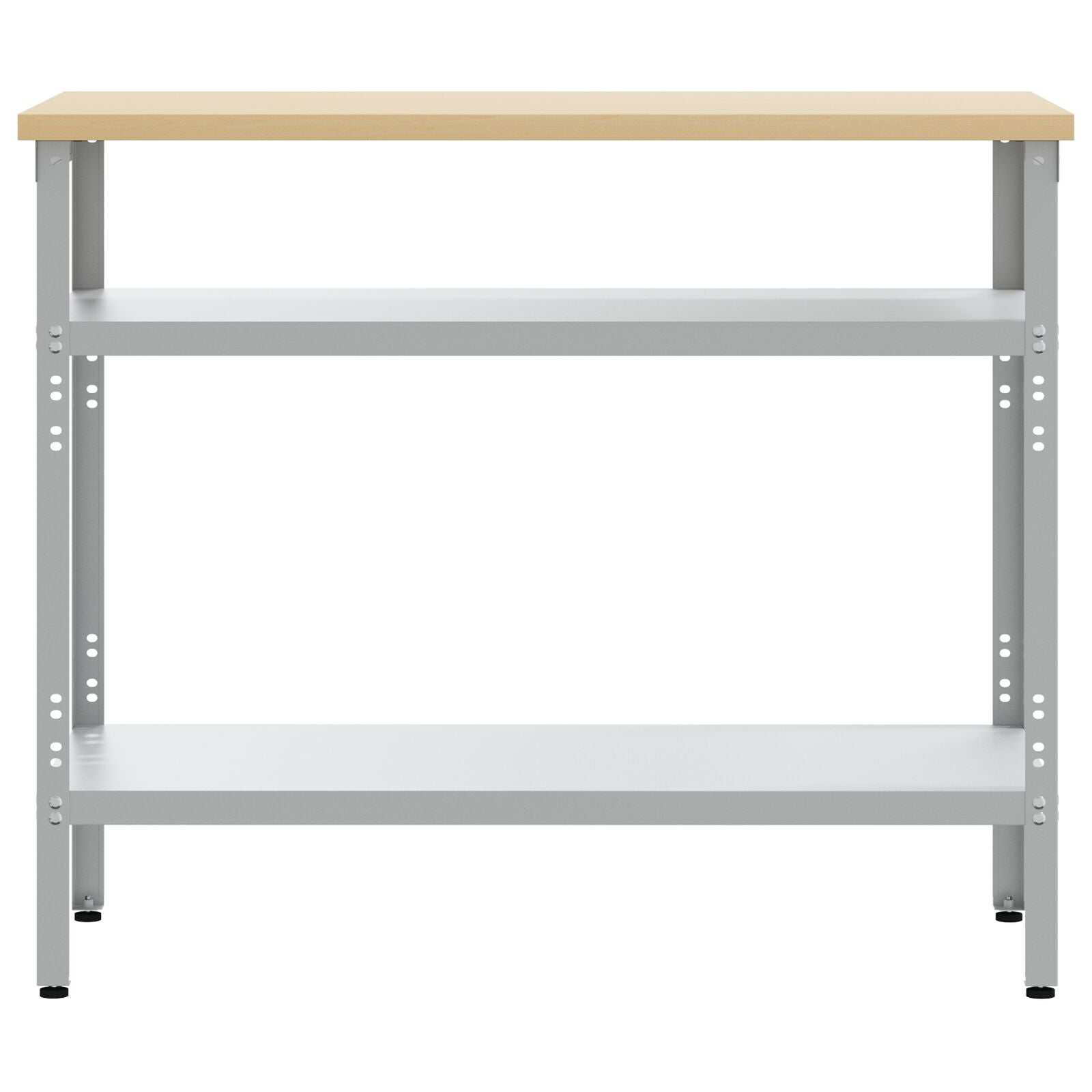 Tavolo Da Lavoro  In Grigio, 100X55X85 Cm, In Acciaio E Legno Ingegnerizzato