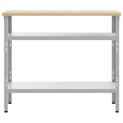 Tavolo Da Lavoro  In Grigio, 100X55X85 Cm, In Acciaio E Legno Ingegnerizzato