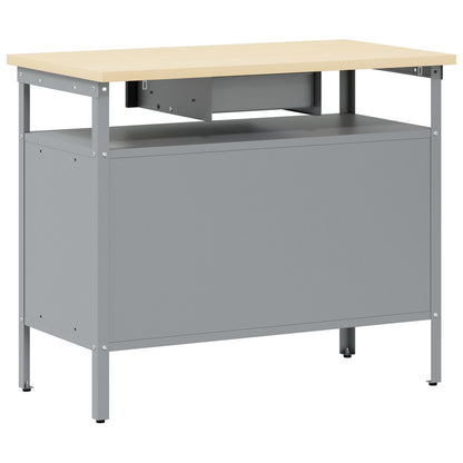 Banco Da Lavoro  Con Porta Bloccabile Nero 100X55X85 Cm Acciaio