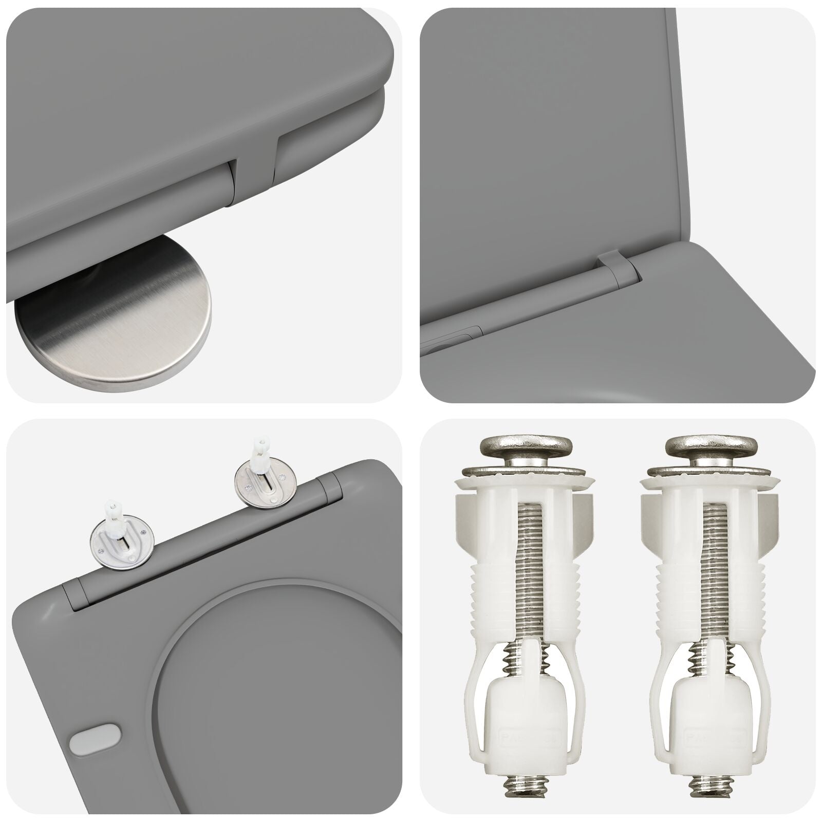 Sedile Wc A Sgancio Rapido  Con Chiusura Morbida In Duroplast Grigio