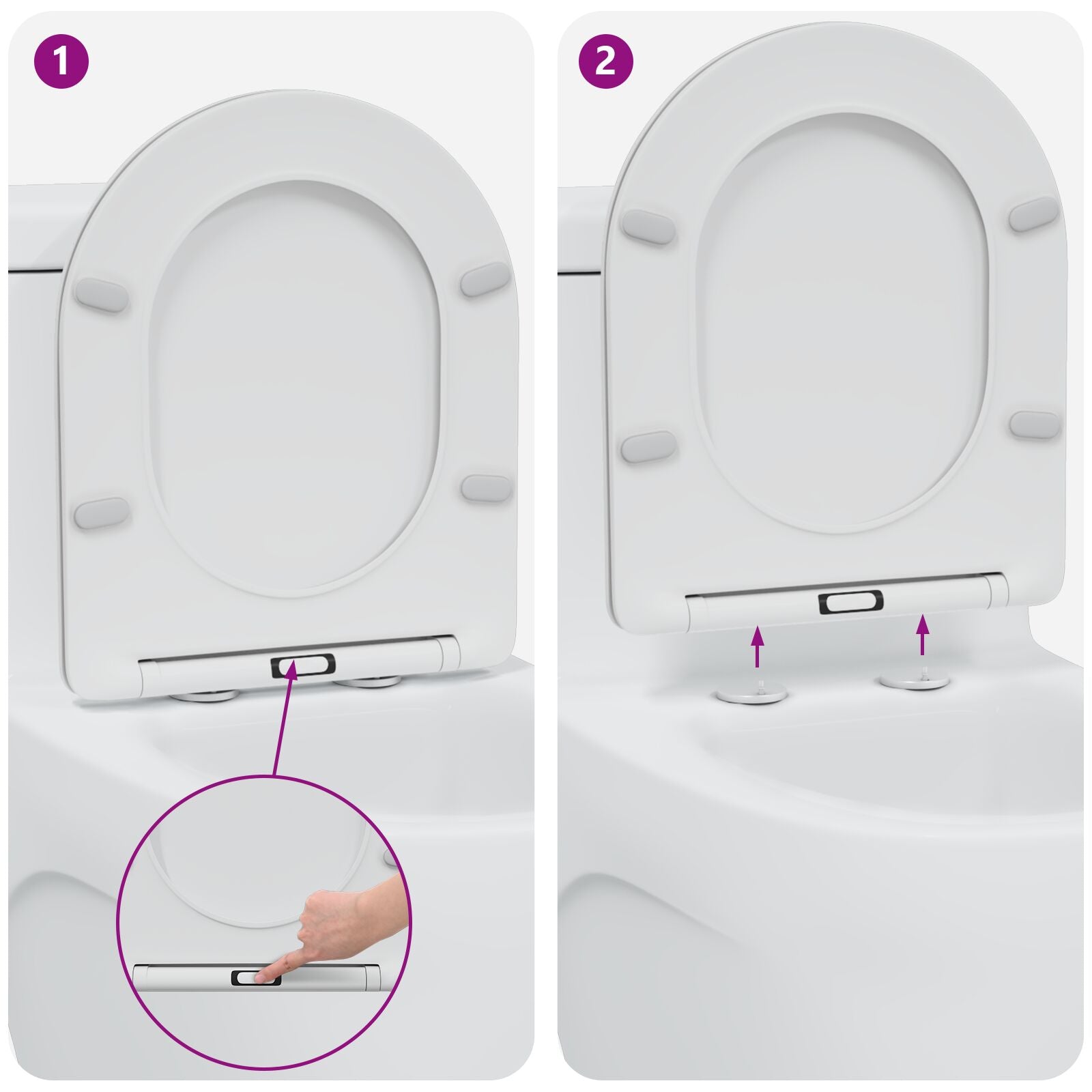 Sedile Per Toilette Con Chiusura Rapida E Soft Close In Duroplast Bianco