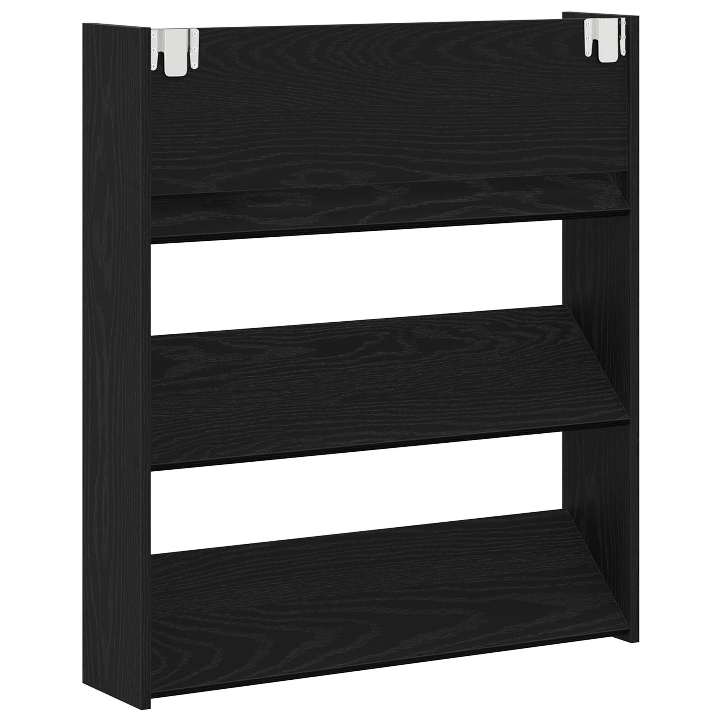 Armadio Per Scarpe  Nero Rovere 80X18X90 Cm In Legno Ingegnerizzato