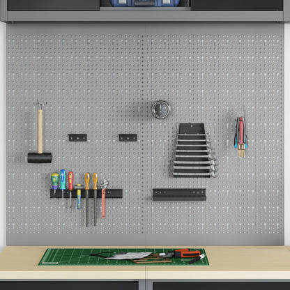 Pannelli Pegboard  2 Pezzi Con 8 Accessori Grigio 50X Acciaio