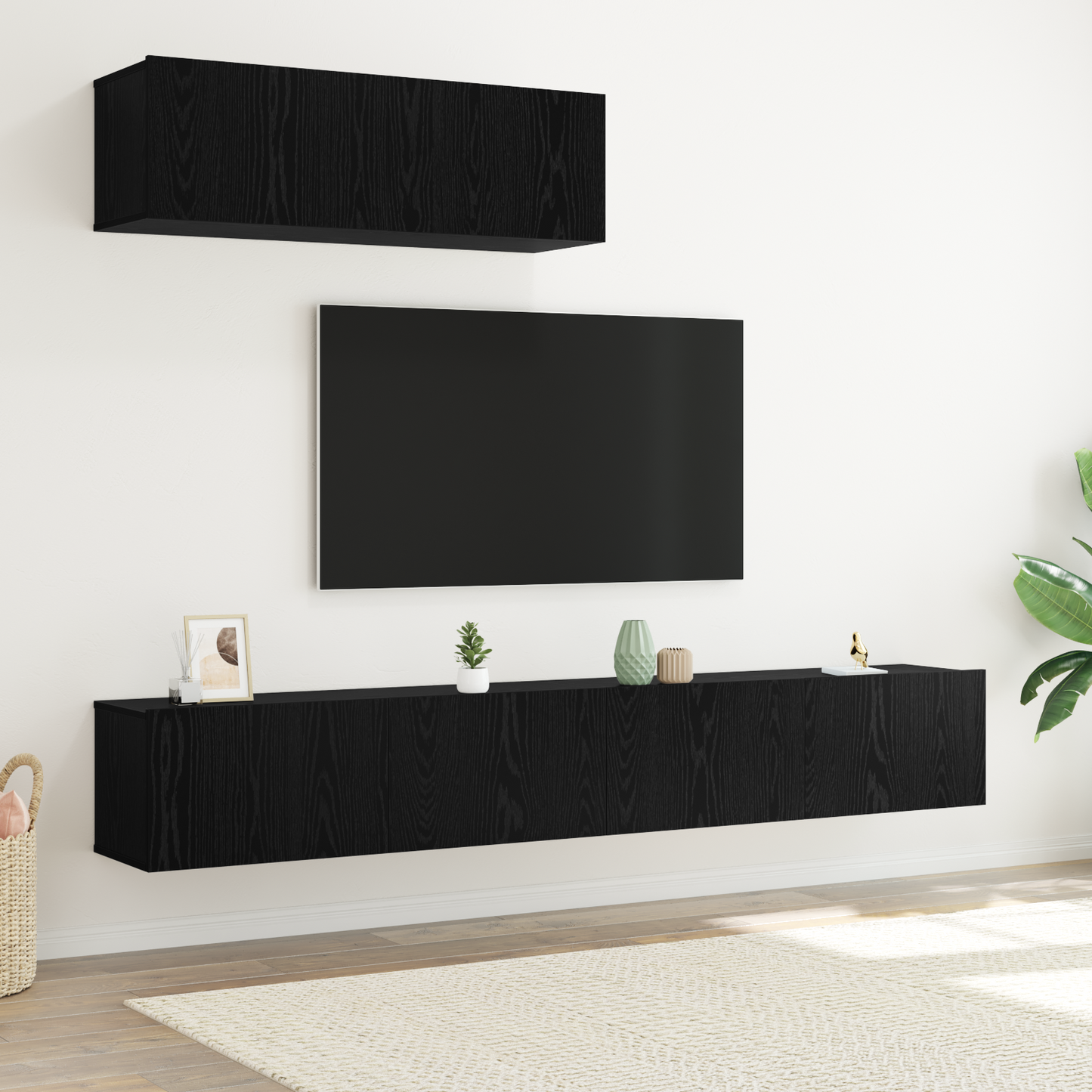 Set Mobile Tv 3 Pz Montato A Parete Rovere In Truciolato