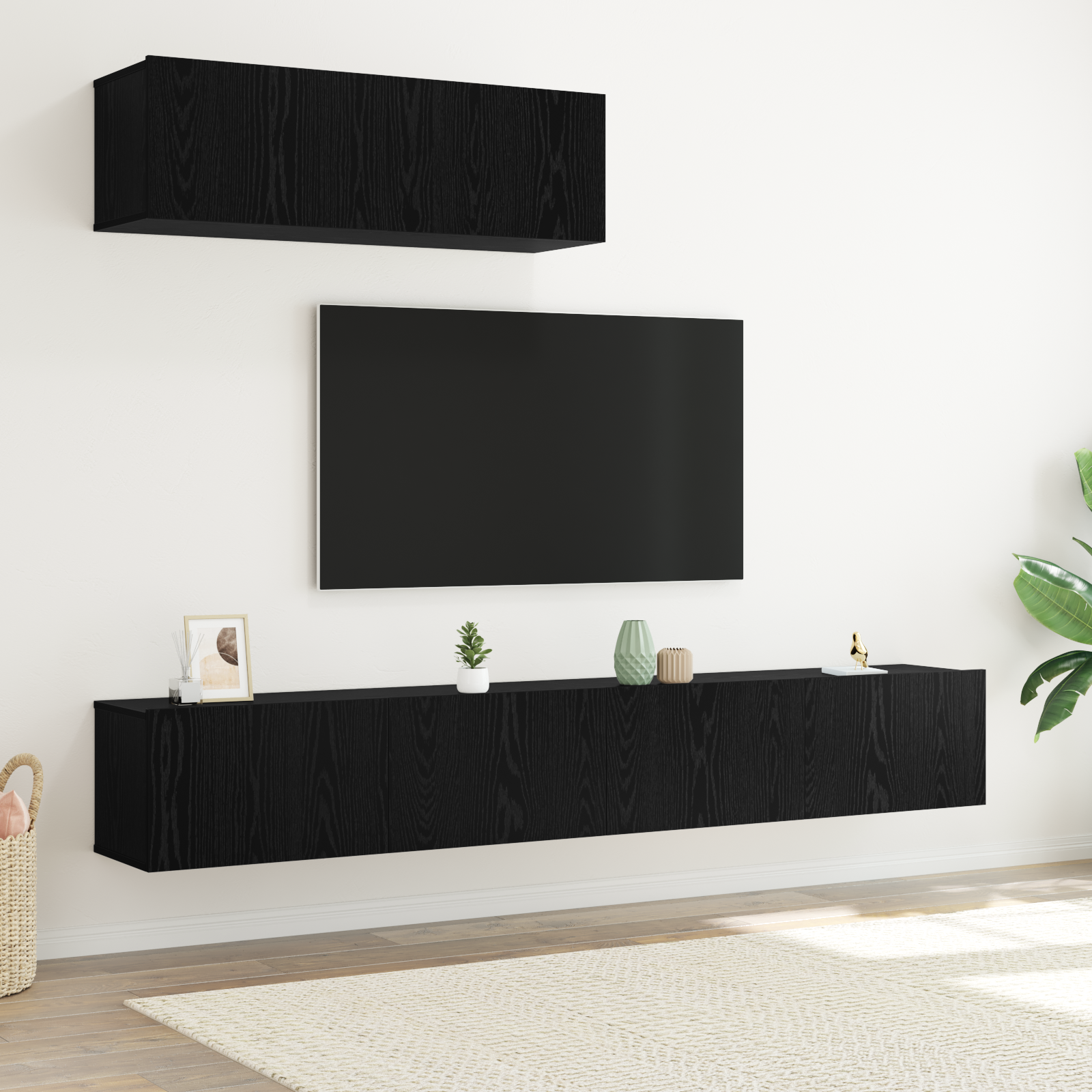 Set Mobile Tv 3 Pz Montato A Parete Rovere In Truciolato