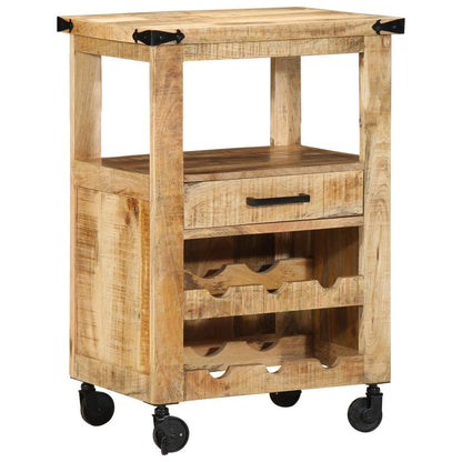 Carrello Da Cucina 55X40X80 Cm In Legno Massello Rustico Di Mango